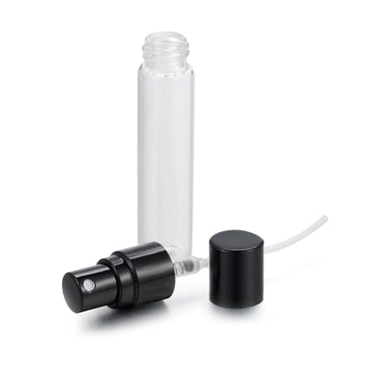 20Pcs 5ml Empty Clear Glass Mist Spray Bottle Refillable Mini Perfume Atomizer Travel Sample Bottle with Black Aluminized Nozzle Makeup Container for Perfume (5ml Black Caps) - color: 5ml Black Caps