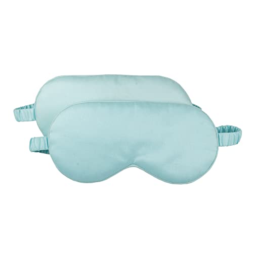 HBHLFZ Sleep Mask 2 Pack - Bamboo Viscose Fiber Sleeping Eye Mask - with Elastic Band/Headband - Comfort Sleeping Shade - for Nighttime Sleeping, Traveling & Napping（Light Blue） - color: Light Blue