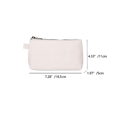 Mini Canvas Travel Toiletry Bag for Women, DIY Personalizable Small Makeup Bag Organizer with 2 Dividers, Washable Cotton Cosmetic Pouch for Purse, Cute Carry-On Essential (Canvas/Beige) - color: Canvas/Beige