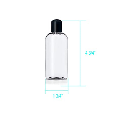 ljdeals 4 oz Clear Plastic Empty Bottles with Black Disc Top Caps, Refillable Cosmetic Containers for Shampoo, Lotions, Cream and more Pack of 6, BPA Free, Made in USA