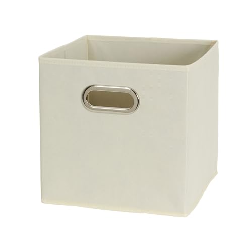 Household Essentials 82-1 Foldable Fabric Storage Bins |Set of 6 Cubby Cubes with Handles | Natural (Pack of 6) - color: Cream, size: 11” L x 11” W x 11” H (Pack of 6)
