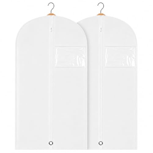 Kids Garment Bag 2 Pack for Hanging Clothes, Travel Garment Bags for Dresses, Dance Costumes & Suits, Breathable Clothes Cover for Baby Toddler Child,White, 30" x 18" - color: White 2 Pack