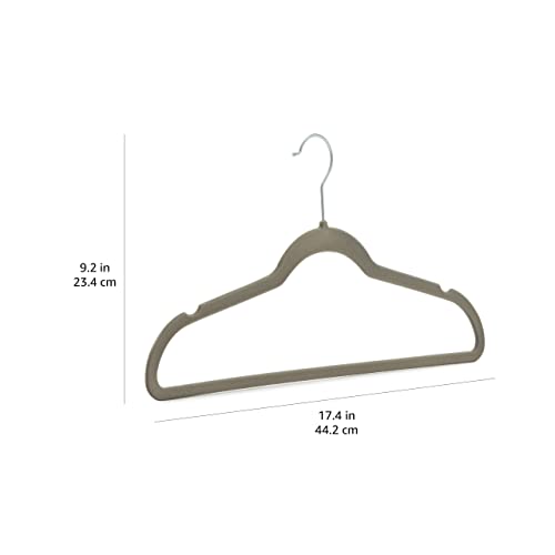 Amazon Basics Slim Velvet Non-Slip Space Saving Suit Clothes Hangers, Closet Organizer, Gray/Silver, 50-Pack - color: Gray/Silver, size: Pack of 50