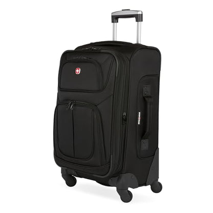 SWISSGEAR Sion Softside Expandable Spinner Luggage Durable Lightweight Travel Suitcase, Black, Carry-On - color: Black, size: Carry-On
