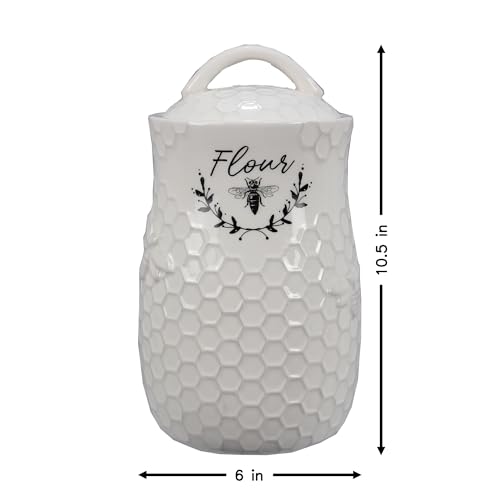 Young's Inc Ceramic Honey Bee Canisters, 4 pc/set - color: White