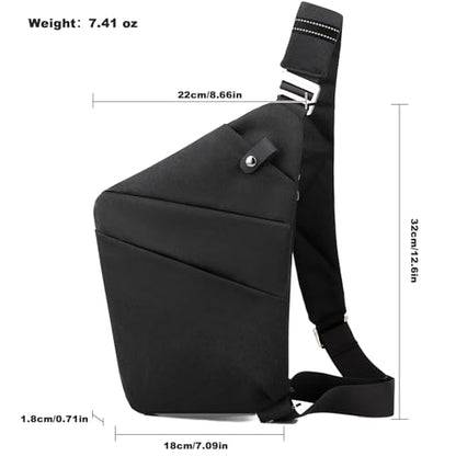 Anti Theft Travel Bag, One Shoulder Large Capacity Cross-body Bag Chest Fashion Lightweight Sling Bags for Travel Sports - color: Black, style: Right Shoulder