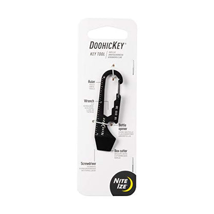 Nite Ize DoohicKey Keychain Multi Tool, Stainless-Steel 5-in-1 Multi Tool With Bottle Opener + Carabiner Clip, Black - size: 1 Count (Pack of 1)