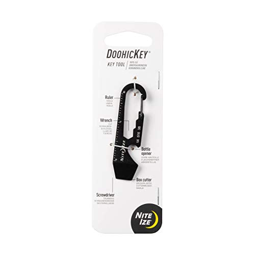 Nite Ize DoohicKey Keychain Multi Tool, Stainless-Steel 5-in-1 Multi Tool With Bottle Opener + Carabiner Clip, Black - size: 1 Count (Pack of 1)