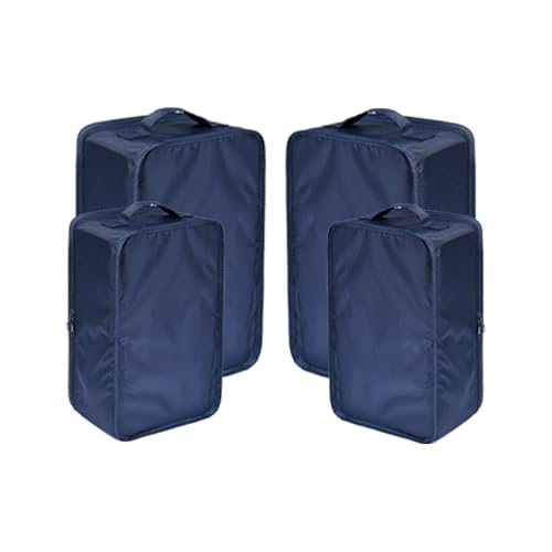 Travel Shoe Bags, Foldable Waterproof Shoe Pouches Organizer-Double Layer (2+2 Navy Shoebags) - color: Navy, size: 2+2 Packs