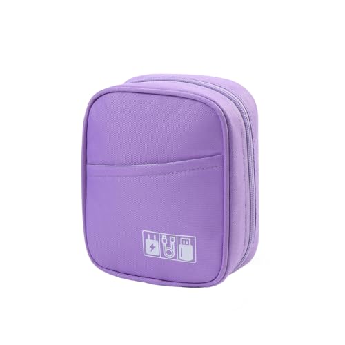 E-Tree Storage Pouch for Small Electronics and Accessories,Tech Bag,Electronic Organizer Case Compatible with MacBook Laptop Charger,Mouse,Cables,Hub,Power Bank,Earphone,Toiletries Cosmetics (Purple) - color: Purple