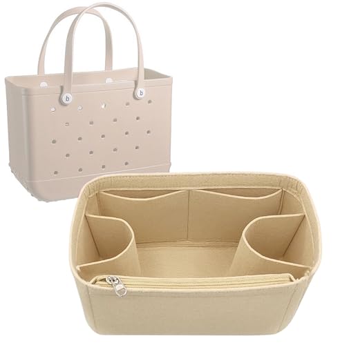 Lckaey Rubber Beach Bag Organizer Compatible with Bo Bag Tote,Divider Pouch for Bo Bags Accessories Felt Insert3018khaki-L - color: Khaki, size: Large