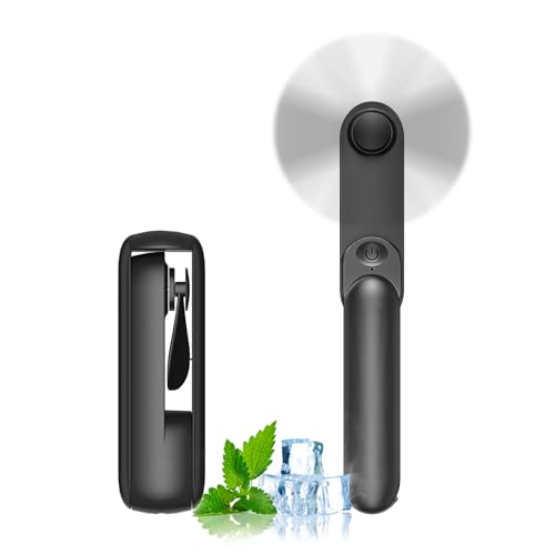 Lerat Portable Handheld Fan, 2 IN 1 Mini Hand Fan, Battery Operated [8-15 Working Hours], USB Rechargeable Personal Foldable Fan for Indoor, Small Pocket Fans Travel Essentials for Outdoor (Black) - color: Black