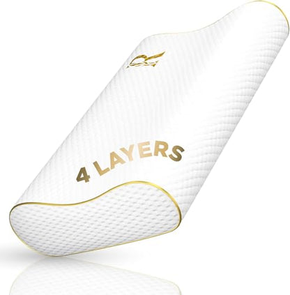 4-Layer King, Contour Pillow, Side Sleeper Pillow, Orthopedic Pillow, Neck Support Pillow, Pillow for Neck Pain, Pillow for Side Sleepers, CertiPUR-US - size: Extra King - 31 x 14 x 6.5"