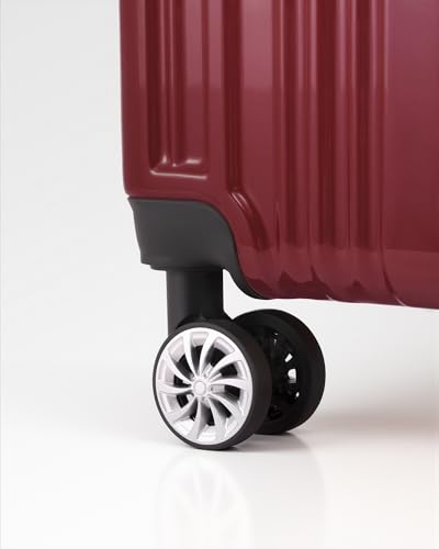 Coolife Luggage, Suitcase with Durable and Lightweight, Large Checked Luggage with PC+ABS Hardshell Expandable, Dual Spinner Wheels, TSA Lock, and YKK Zipper(wine wind ne, L(28in)) - color: wine wind new, size: L(28in)