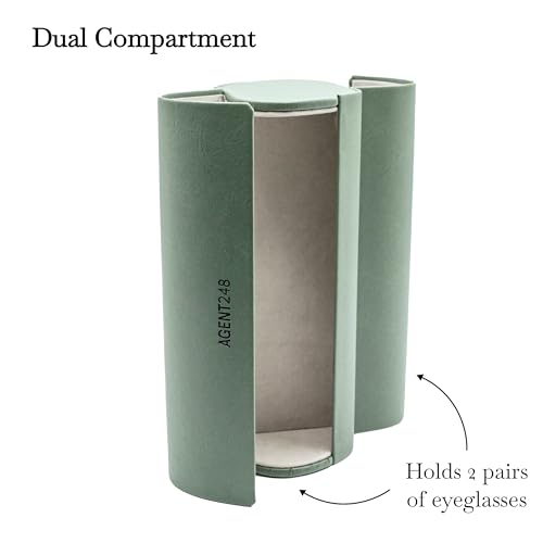 Eyeglass and Sunglass 2-Compartment Travel Case - color: Sage Green