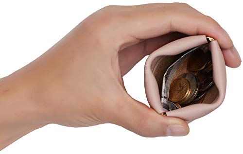 Travelambo Leather Squeeze Coin Purse Pouch Change Holder For Men & Women - color: Access Pink Champagne