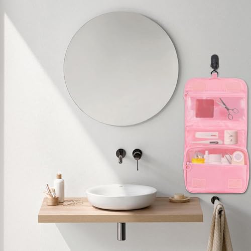 Set Patient Travel Makeup Bag for Ostomy and Colostomy Supplies, Set Patient Cosmetic Bag with Hanging Setup and Stylish Covers for Women (Pink) - color: Pink