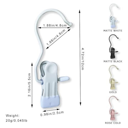 Hangers Clips,Stainless Hooks for Closet Hooks,Heavy Duty Clothespins Laundry Hanging Hooks,Travel Portable Clothes,Boot Tall Towel Hats Socks Pants and Bras (10, Matte White) - color: Matte White