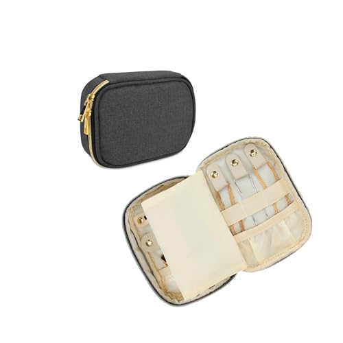 Teamoy Small Jewelry Travel Case, Portable Jewelry Organizer Bag for Earrings, Necklace, Rings and More, Small, Black-(Bag Only) - color: Black