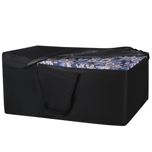 NettyPro Outdoor Cushion Storage Bags Water-Resistant for Patio Furniture Storage Cushion Christmas Tree Bag 7.5 Ft with Zipper and Handle, 50 x 15 x 25 Inch, Black - color: Black, size: 1 Pack-50L x 15W x 25H
