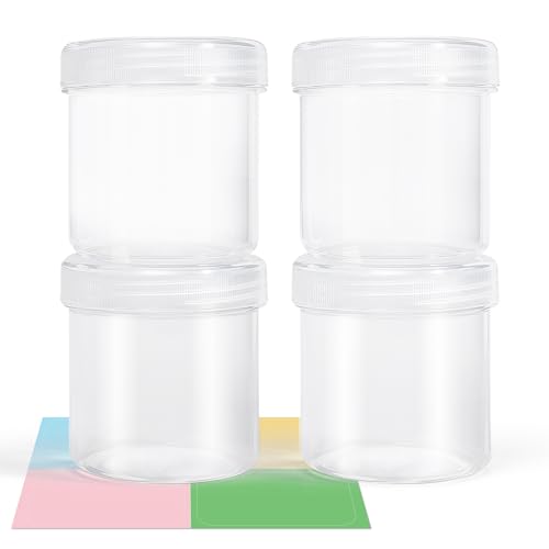 Wide Mouth Travel Containers, PP Clear Leak Proof Travel Plastic Jars with Lids for Creams Lotion Cosmetic, Jewelry Beads, Sample, Small Items Storage (4 Pack，5oz) - color: Clear, size: 5 oz