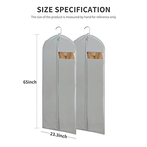 Dress Bags for Gowns Long, 65'' Long Dress Clear Garment Bag(Set of 2, 23.3'' X 65'') - size: Set of 2(23.3" x 65")