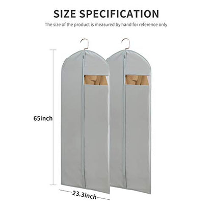 Dress Bags for Gowns Long, 65'' Long Dress Clear Garment Bag(Set of 2, 23.3'' X 65'') - size: Set of 2(23.3" x 65")