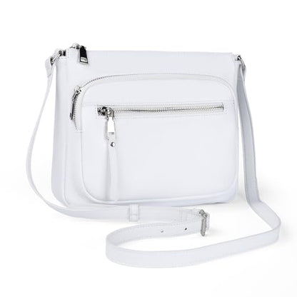befen Anti Theft Genuine Leather Crossbody Bags for Women Handbags and Shoulder Basg with Built in Wallet RFID Leather Purse - color: White