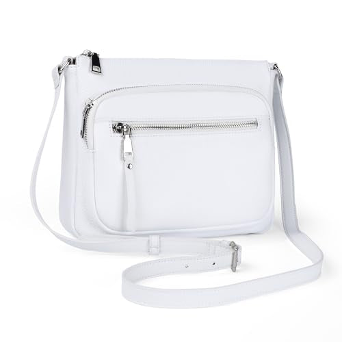 befen Anti Theft Genuine Leather Crossbody Bags for Women Handbags and Shoulder Basg with Built in Wallet RFID Leather Purse - color: White