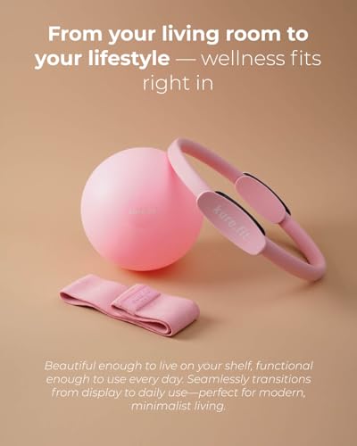 Pilates Kit for Women – Home Pilates Equipment Set with Ring, Ball & Resistance Bands | Pilates Starter Kit with Accessories in Gift Box - color: Pink, style: Essential Kit - 3PC