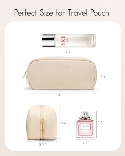 Vlando Small Makeup Bag,Makeup Pouch,Travel Makeup Organizer Bag Valentines Gifts for Women Purse Travel Accessories Toiletry Bag Skincare Bag-White - color: 02-White