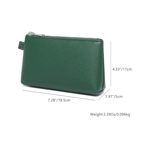 30 Color PU Faux Leather Travel Toiletry Bag for Women, Mini Cosmetic Pouch Organizer with 2 Dividers, Easy Clean Makeup Bag for Purse, Gift Idea (PU Faux Leather/Forest Green) - color: PU/Forest Green
