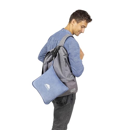 BlueHills Premium Soft Plush Travel Blanket Pillow for Airplane Traveling Essentials in a Bag Flight Throw with Hand Luggage Belt Backpack Clip Compact Portable Plane Accessories Grayish Blue - T026 - color: Grayblue-1pk-t026