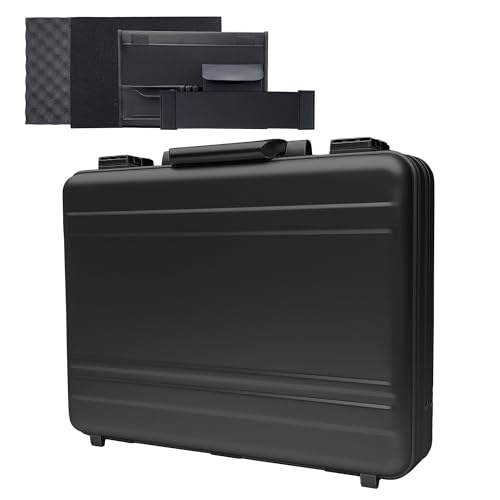 Aluminum Storage Case with Customizable Foam, 3-in-1 Modular Interior, Professional Briefcase with TSA Locks - color: Black, size: 16.1 x 11.8 x 4.5 inch
