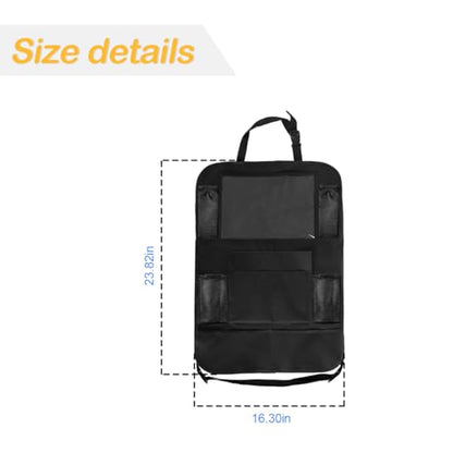 Osilly Car Seat Back Organizer, 2 Pack Backseat Storage Bag with Touch Screen Tablet Holder & 9 Pockets, Durable Waterproof Oxford Fabric, Travel Accessories, Road Trip Essentials for Kids