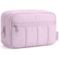 Noozion Makeup Bag Travel Toiletry Bag, Puffy Padded Cosmetic Bag for Women, Makeup Organizer Case, Wide-open Pouch Purse, Travel Essentials - color: Purple