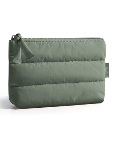 BAGSMART Small Puffy Water-Resist Makeup Bag for Women - color: Haze Green, size: Small