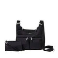 Baggallini Crossbody Travel Bag 11x8.5 Lightweight Water-resistant Nylon Handbag - color: Black Python Emboss