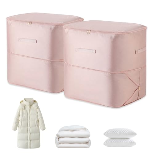 2Pcs Super Space Saving Self Compression Organizer, Space Saver Vacuum Storage Bags, Self Compression Storage Bags, vacuum seal bags for clothing, Sweaters, Blankets (Pink) - color: Pink
