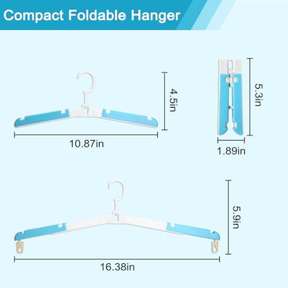 Foldable Travel Hangers for Cruise, 6 Pack Portable Collapsible Hangers with Clips, Folding & Space-Saving Suitcase Hangers for Travel, (Blue-White) - color: Blue-white