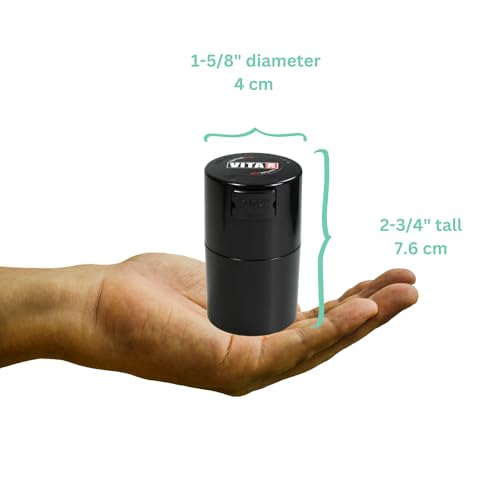 Vitavac - 5g to 20 grams Vacuum Sealed Container - Black - color: Black