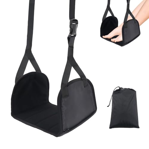 Airplane Travel Foot Hammock Made with Premium Memory Foam, No Collapse Airplane Footrest with Extended Adjustment Strap, Foot Hammock & Portable Plane Leg Rest, Provides Relaxation and Comfortable