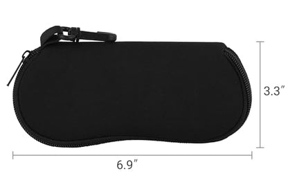 Mkono Eyeglasses Case 2 Packs Ultra Light Neoprene Travel Glasses Cases Soft Sunglasses Case with Clip for Men Women, Black