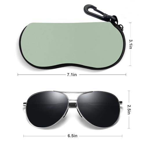 Sunglasses Soft Case, Ultra Light Portable Neoprene Zipper Glasses Case for Men Women - color: Green