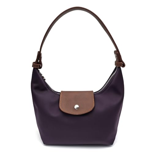 Convertible Women Underarm Bag Shoulder Purses with 2 Straps, Handbag Zipper Closure Minimalist Dumpling Design - color: Dark Purple, size: Small
