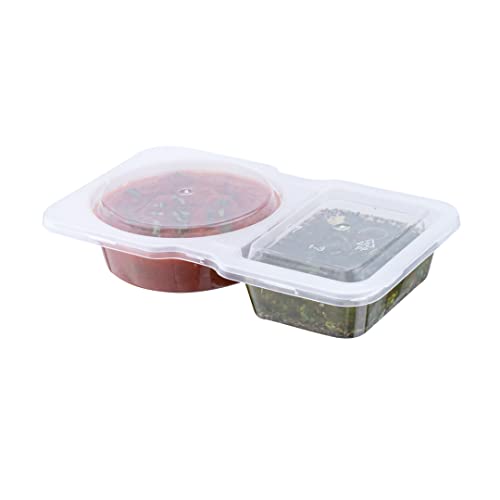 Futura 5 Ounce Snack Containers, 100 Microwavable Sauce Containers - 2 Compartments, Hinged Lid, Clear Plastic Portion Cups, For Condiments Or Dips - Restaurantware - size: 5 oz
