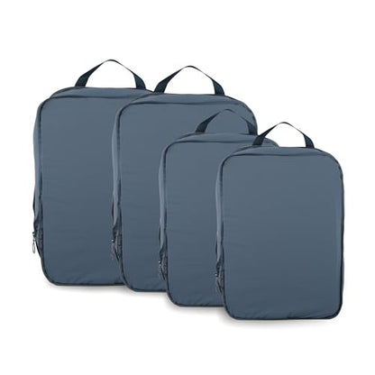 4 Set Compression Packing Cubes, Expandable Travel Organizer Bags, Water-Repellent Nylon, Space-Saving Luggage Set for Suitcase, Carry-on, Home Storage (4, Blue, Compression) - color: Blue
