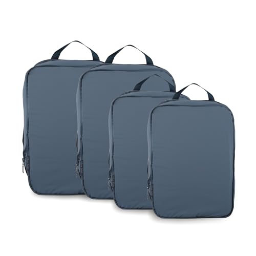 4 Set Compression Packing Cubes, Expandable Travel Organizer Bags, Water-Repellent Nylon, Space-Saving Luggage Set for Suitcase, Carry-on, Home Storage (4, Blue, Compression) - color: Blue