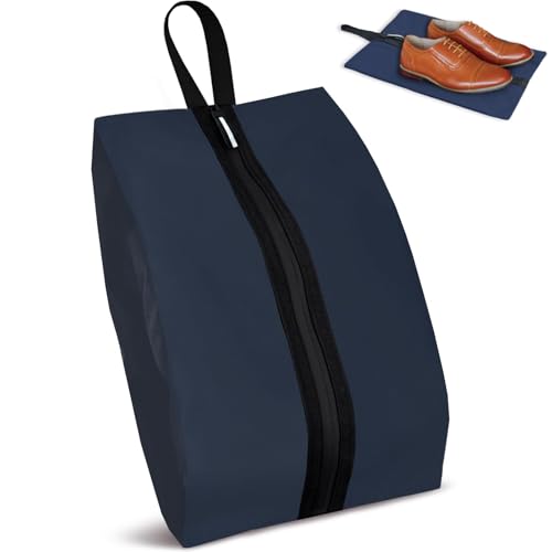 Waterproof Shoe Bag Odor Absorbing Multifunctional Storage Lightweight Shoe Dust Bags with Zipper for Gym Sports Travel Work Men and Women(Navy Blue, 1-Pack) - color: Navy Blue, size: 16.5 × 9.8 Inches | 1-Pack