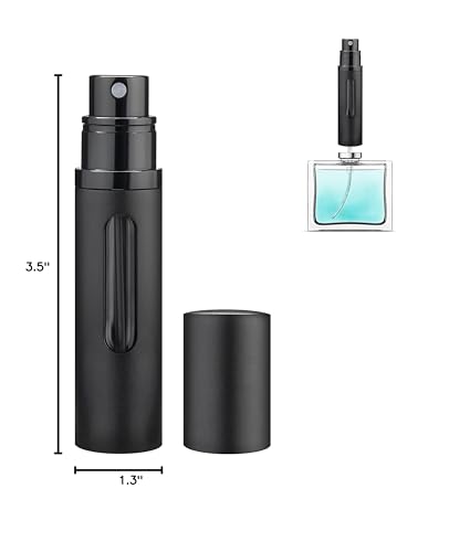 Refillable Perfume Atomizer Travel Bottle 5ml Leakproof Luxury Travel Perfume Refillable Bottle, Portable Perfume Atomizer (Black) - color: Black